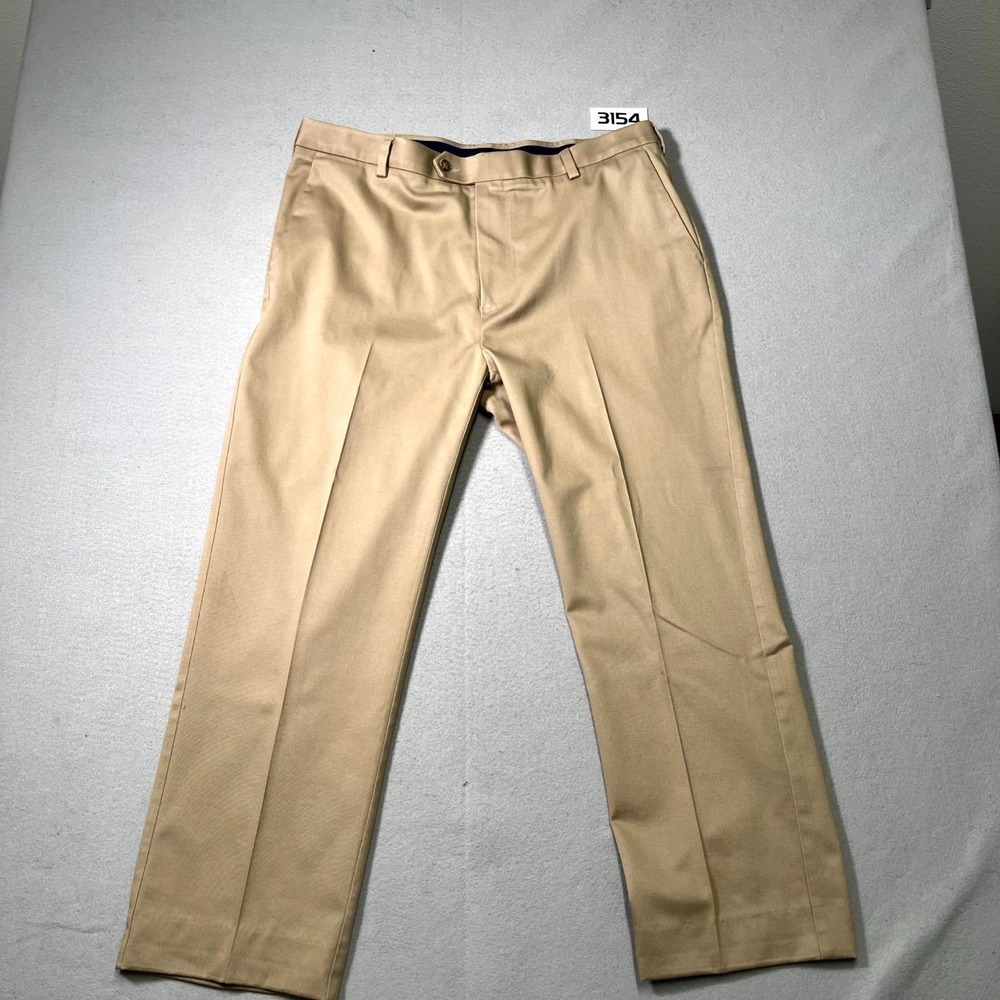 Roundtree & Yorke Travel Smart Chino Pant Men 38x30 Khaki Core Comfort Waistband